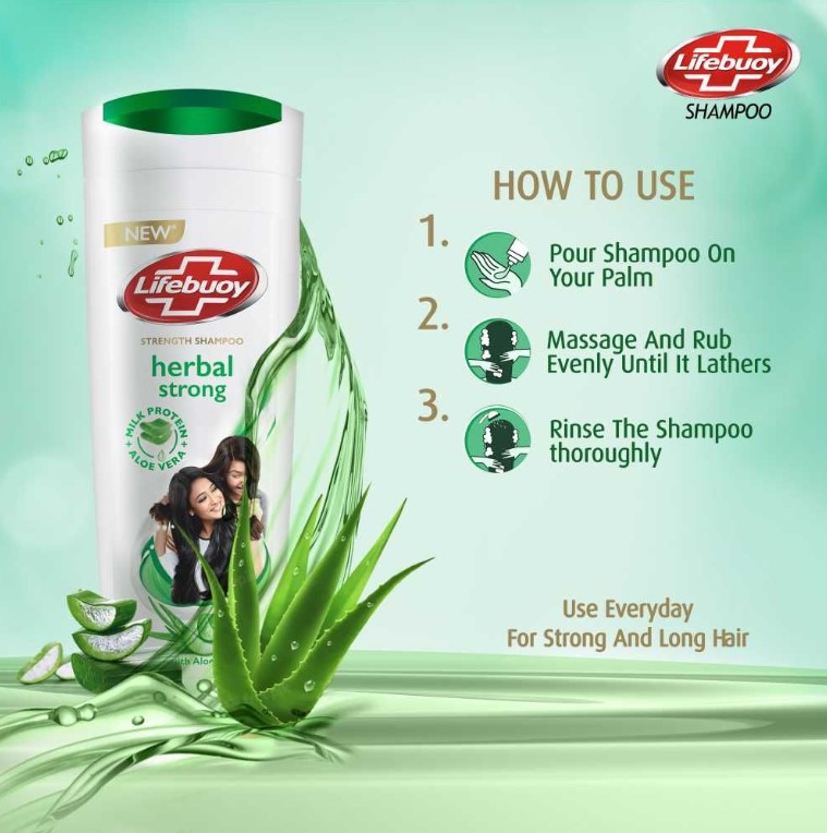 Lifebuoy Herbal Strong Milk Protein + Aloe Vera Strength Shampoo, 370ml